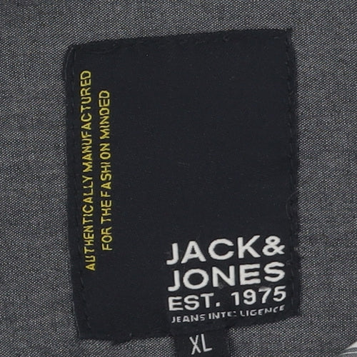 Jack & Jones Men's XL Black Striped Long Sleeve Shirt