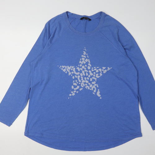 Next Ladies Blue Star Print Long Sleeve T-Shirt Size 20