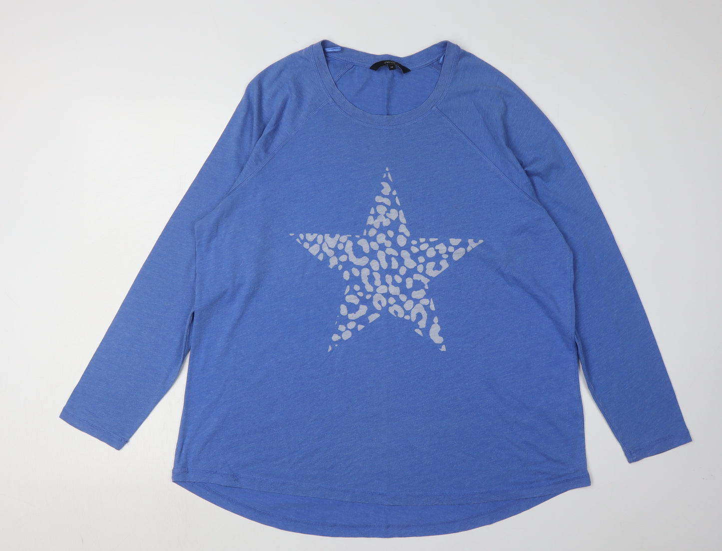Next Ladies Blue Star Print Long Sleeve T-Shirt Size 20