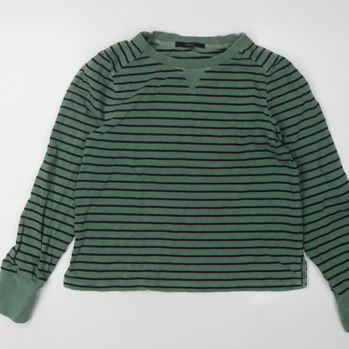 Next Women's Green Striped Sweatshirt, Size 14, Cotton