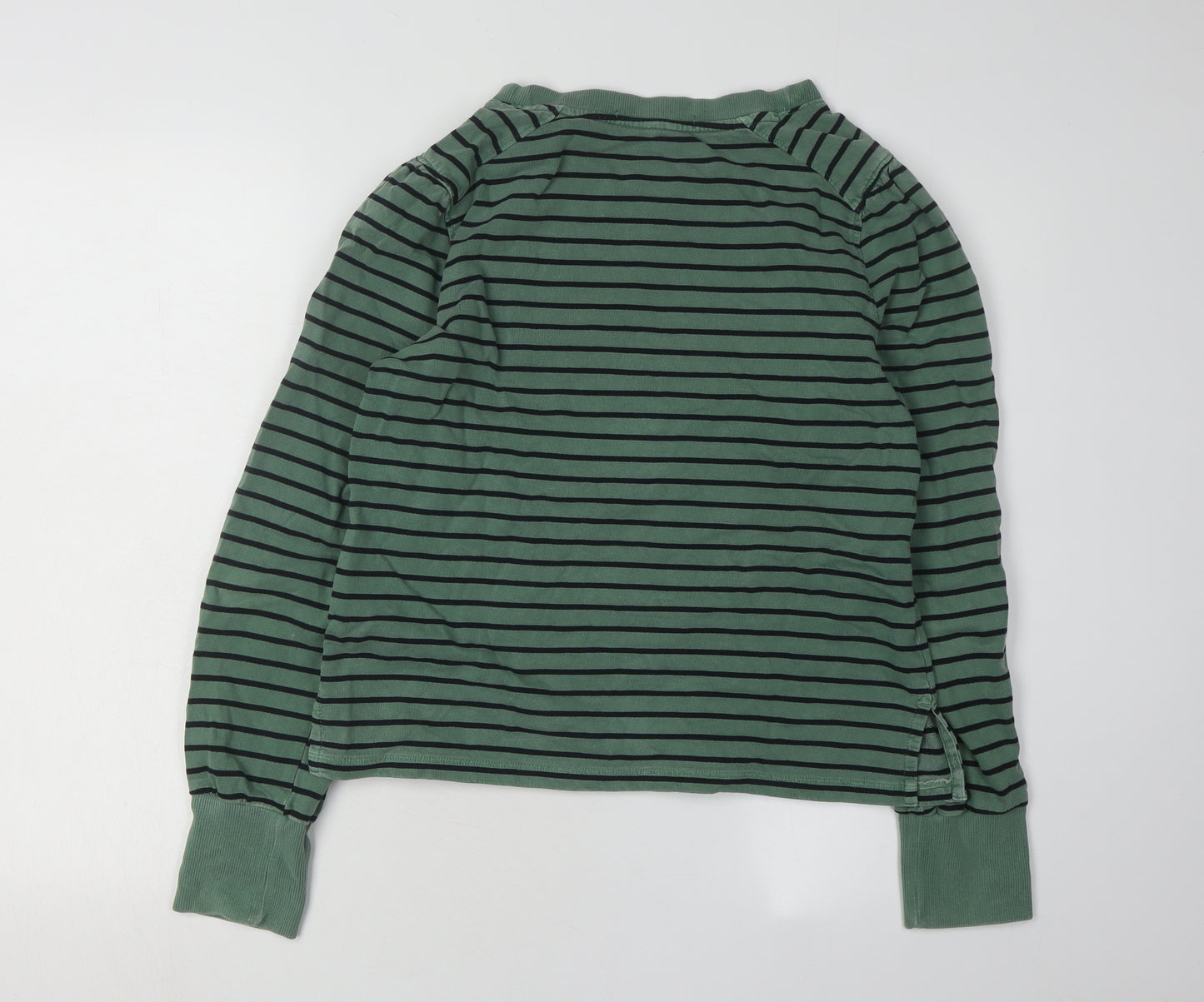 Next Women's Green Striped Sweatshirt, Size 14, Cotton