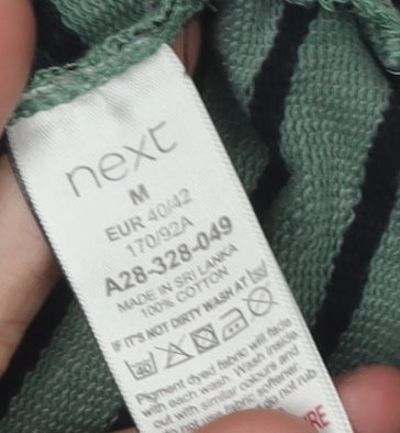 Next Women's Green Striped Sweatshirt, Size 14, Cotton