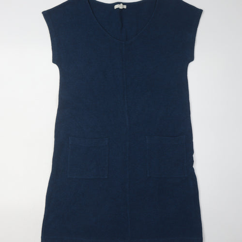 White Stuff Women's Blue V-Neck Knit Dress, Size 10