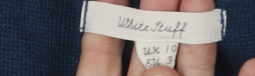 White Stuff Women's Blue V-Neck Knit Dress, Size 10