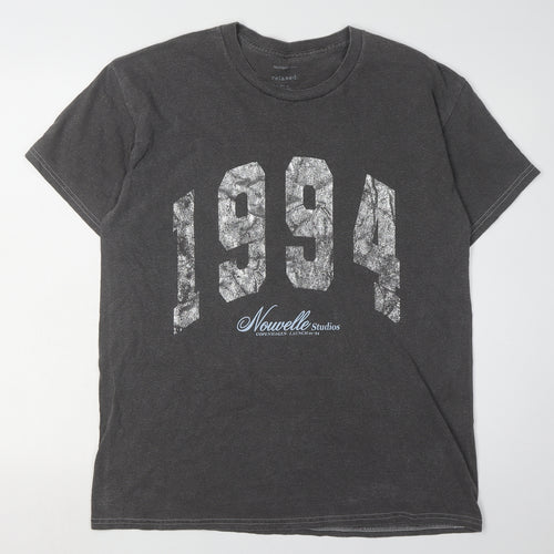 River Island Women's Black T-Shirt, Size 12, 90s Style