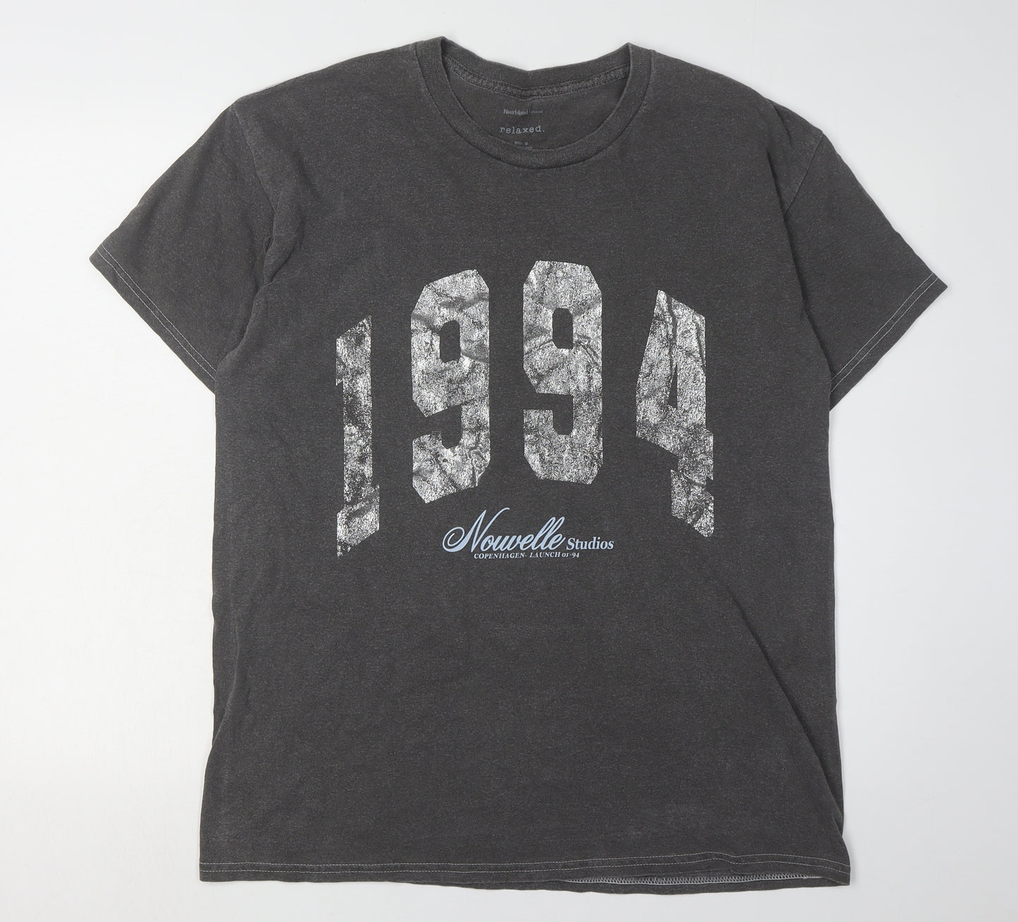 River Island Women's Black T-Shirt, Size 12, 90s Style
