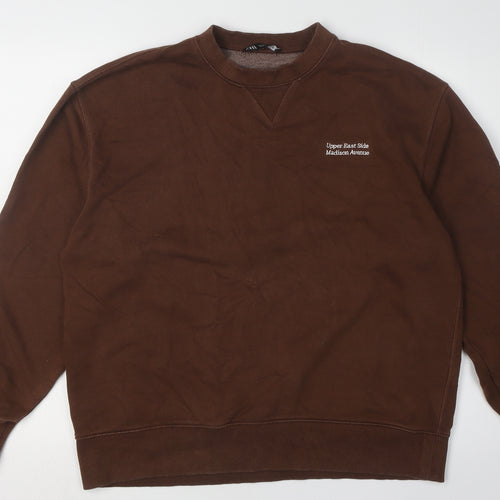 Zara Unisex Brown Crew Neck Sweatshirt L