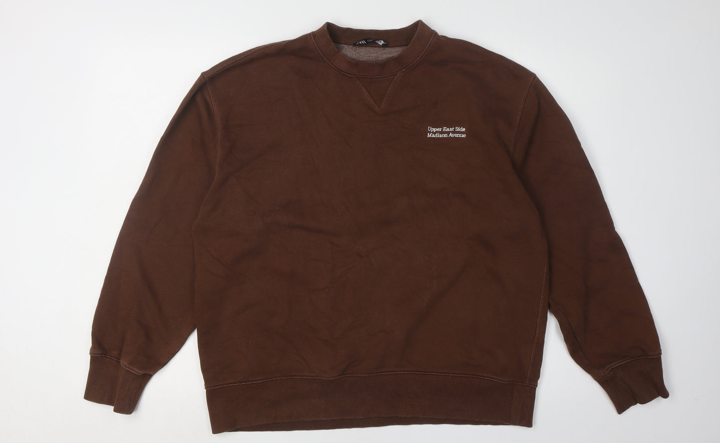 Zara Unisex Brown Crew Neck Sweatshirt L