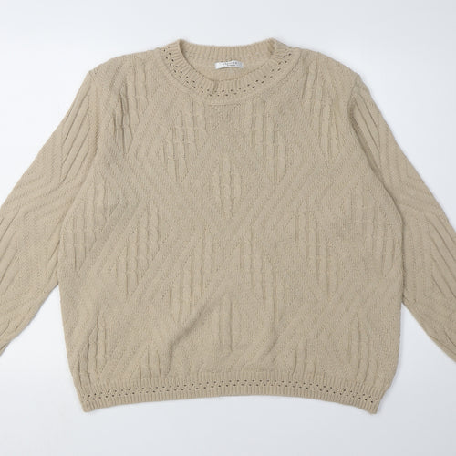 Berketex Women's Beige Cable-Knit Pullover, Size 14-16