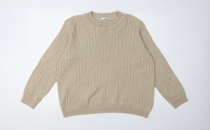 Berketex Women's Beige Cable-Knit Pullover, Size 14-16