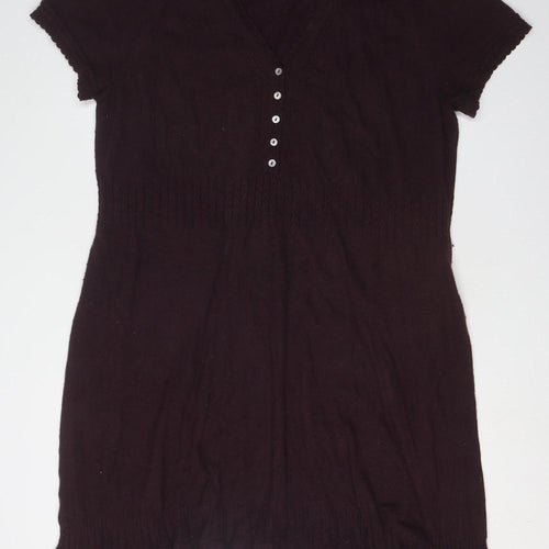 Rocha, John Rocha Brown Knit V-Neck Plus Size Dress