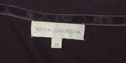 Rocha, John Rocha Brown Knit V-Neck Plus Size Dress