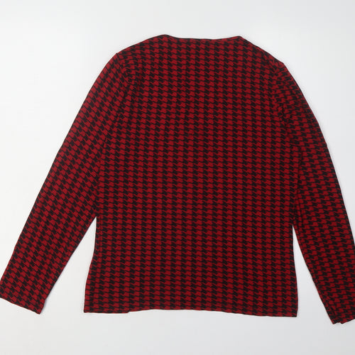 Viyella Women's Red Geometric V-Neck Top M