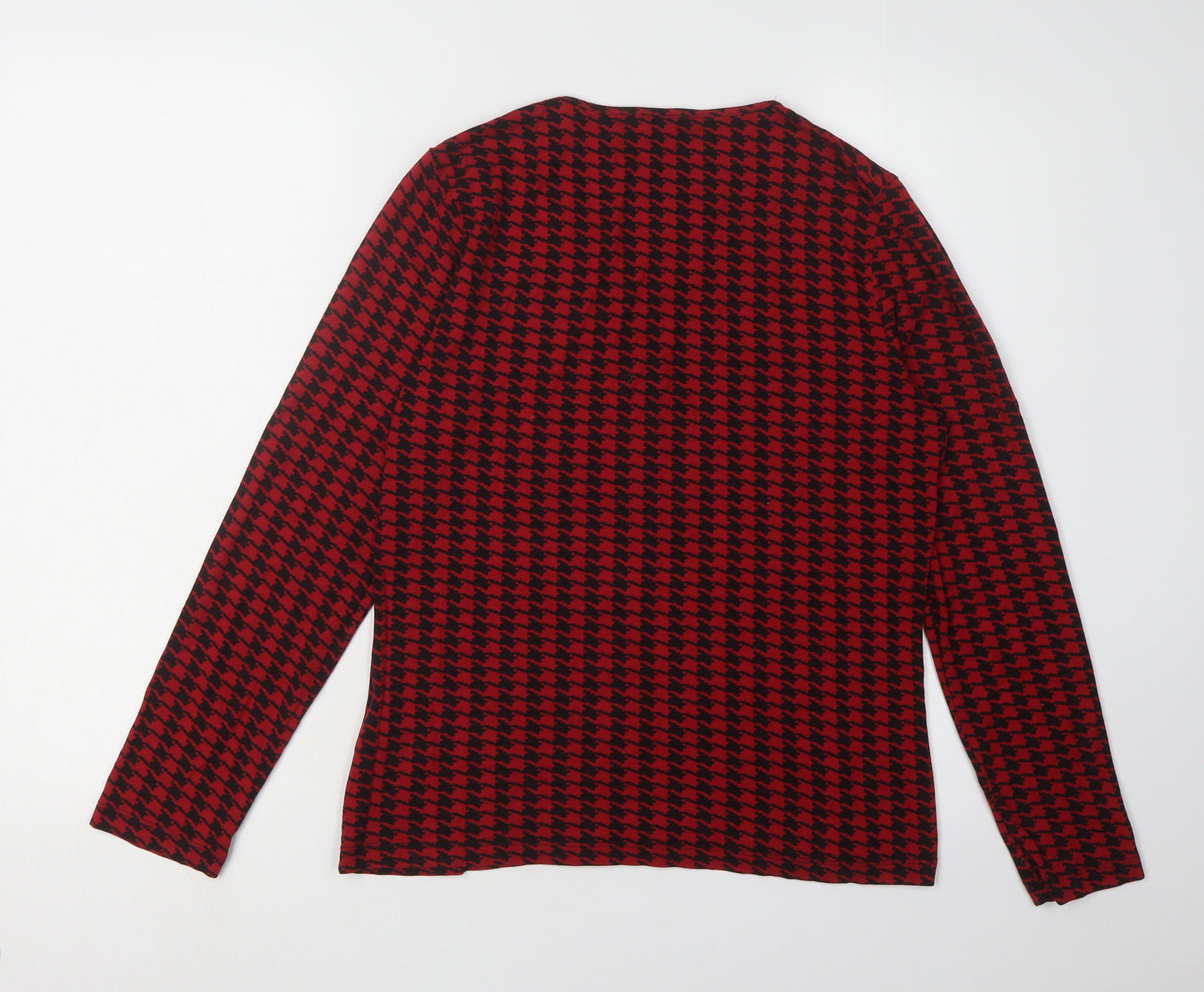 Viyella Women's Red Geometric V-Neck Top M