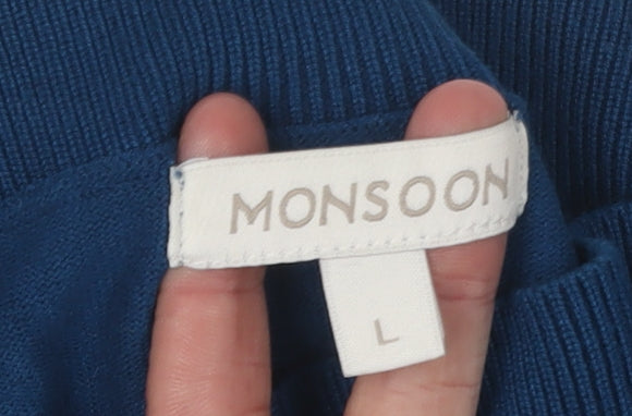 Monsoon Women's Blue Crew Neck Jumper Size L