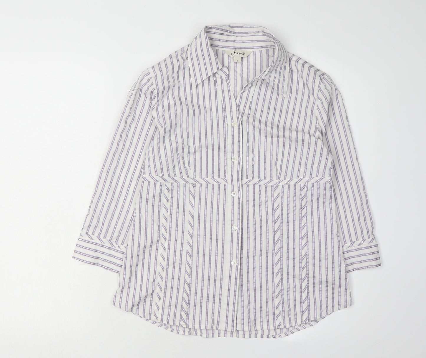 Jessica Women's Multicoloured Striped Button-Up Shirt Size 10