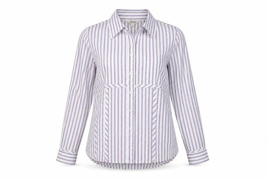 Front view of Jessica Women's Multicoloured Striped Button-Up Shirt, size 10