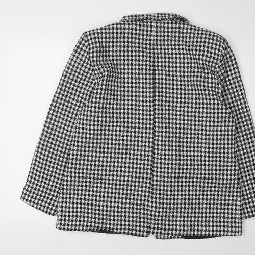Boohoo Women's Black Houndstooth Blazer, Size 16