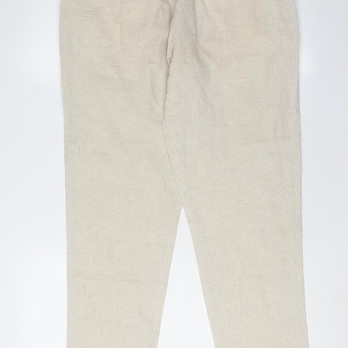 Zara Women's Beige Jogger Trousers, M, Cotton/Linen Blend