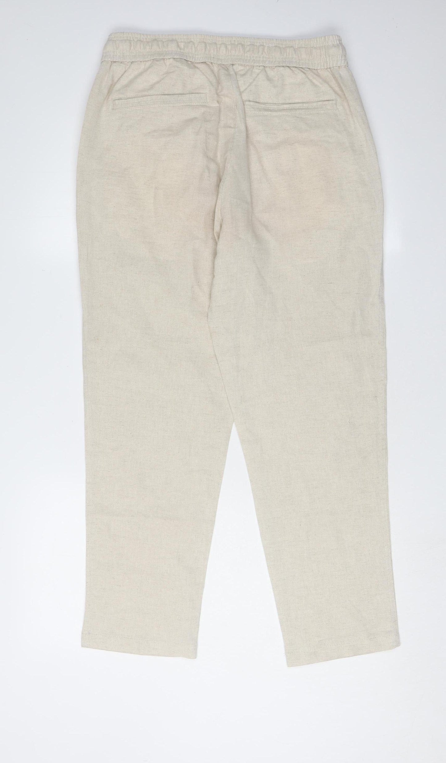 Zara Women's Beige Jogger Trousers, M, Cotton/Linen Blend