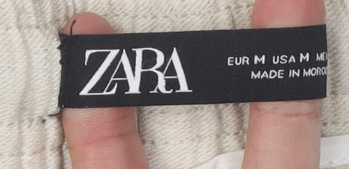 Zara Women's Beige Jogger Trousers, M, Cotton/Linen Blend