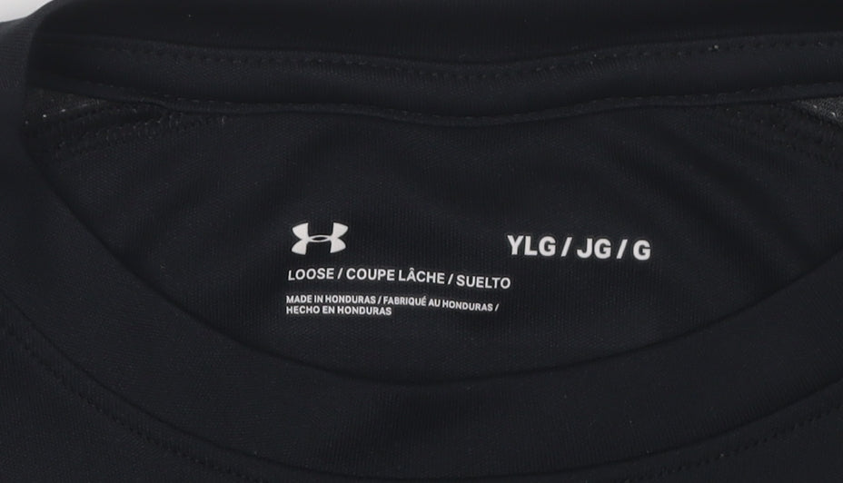 Under Armour Boys Black Gym T-Shirt L Relaxed Fit
