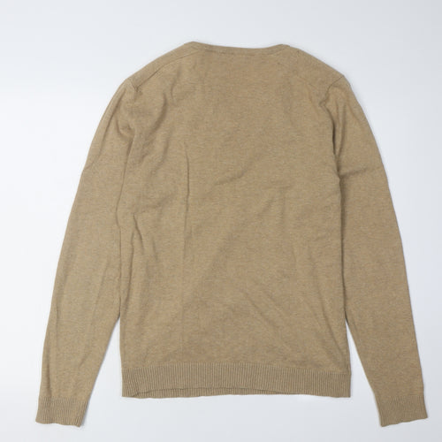 Studio-W Men's Beige V-Neck Pullover Jumper, Size M