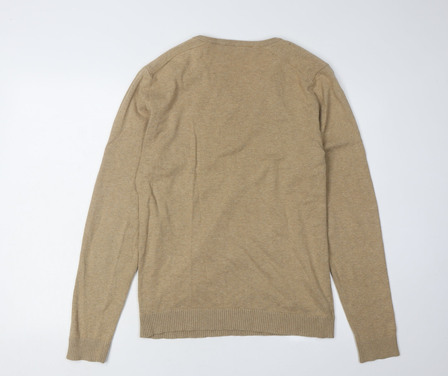 Studio-W Men's Beige V-Neck Pullover Jumper, Size M