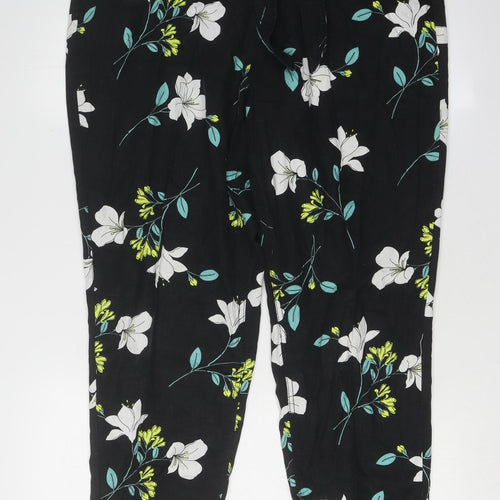 Bonmarché Women's Black Floral Capri Trousers Size 16