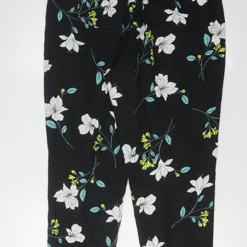 Bonmarché Women's Black Floral Capri Trousers Size 16