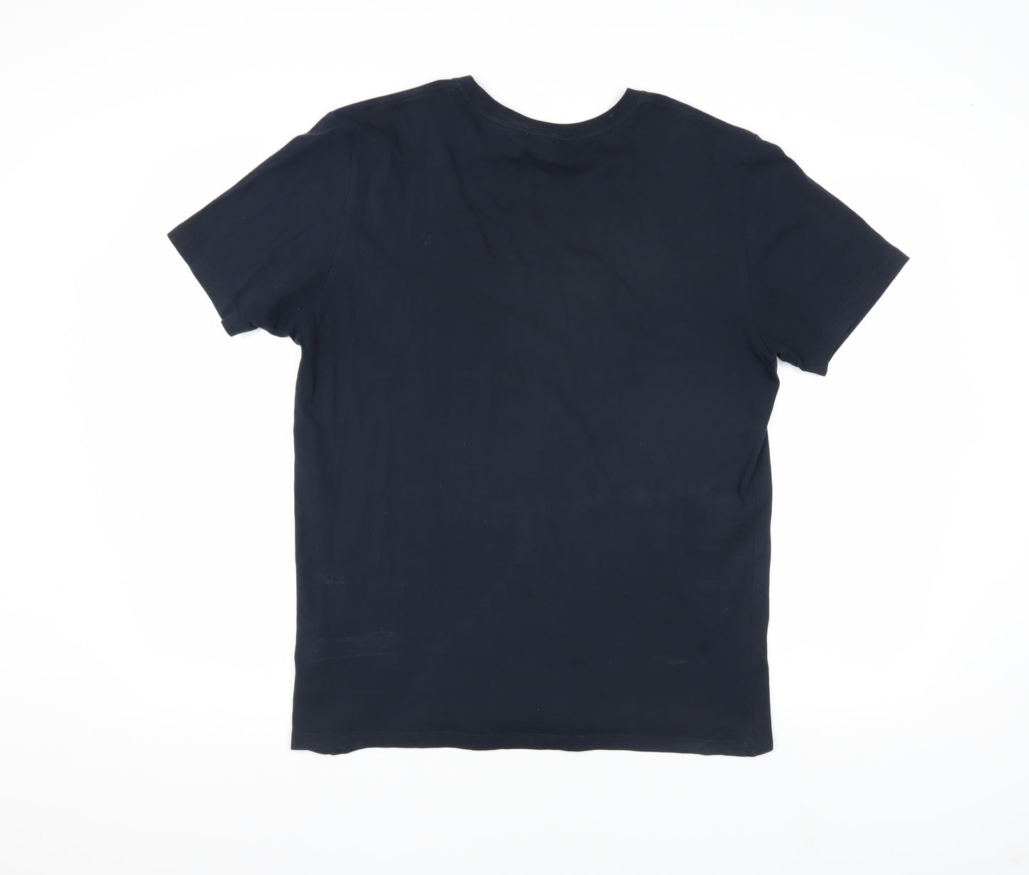 Reiss Men's Black Cotton T-Shirt, Size L, Short Sleeve