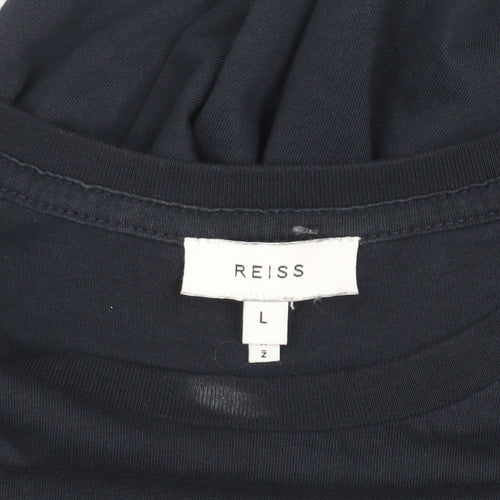 Reiss Men's Black Cotton T-Shirt, Size L, Short Sleeve