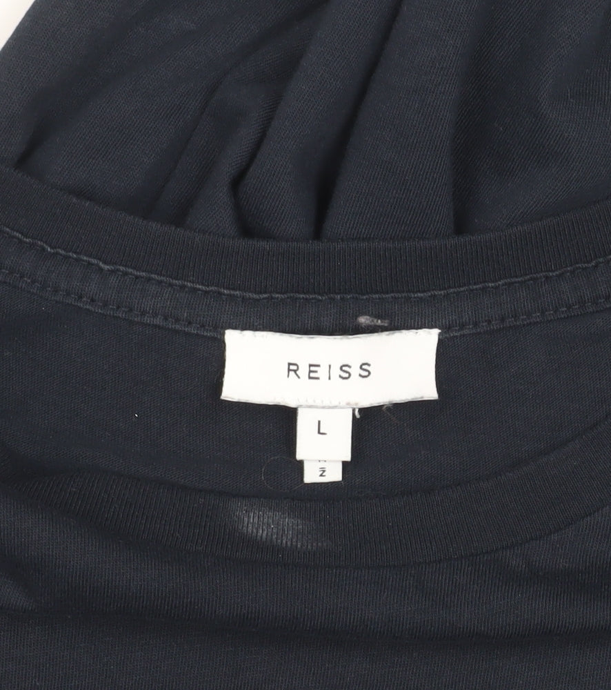 Reiss Men's Black Cotton T-Shirt, Size L, Short Sleeve