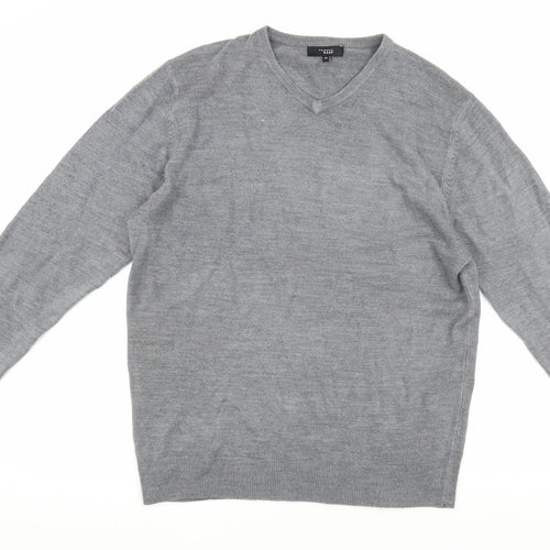 Thomas Nash Grey Men's V-Neck Pullover, Size M, Regular Fit