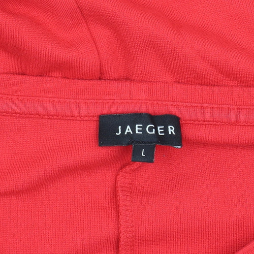 Jaeger Women's Red Knit Dress L - 3/4 Sleeve, Round Neck