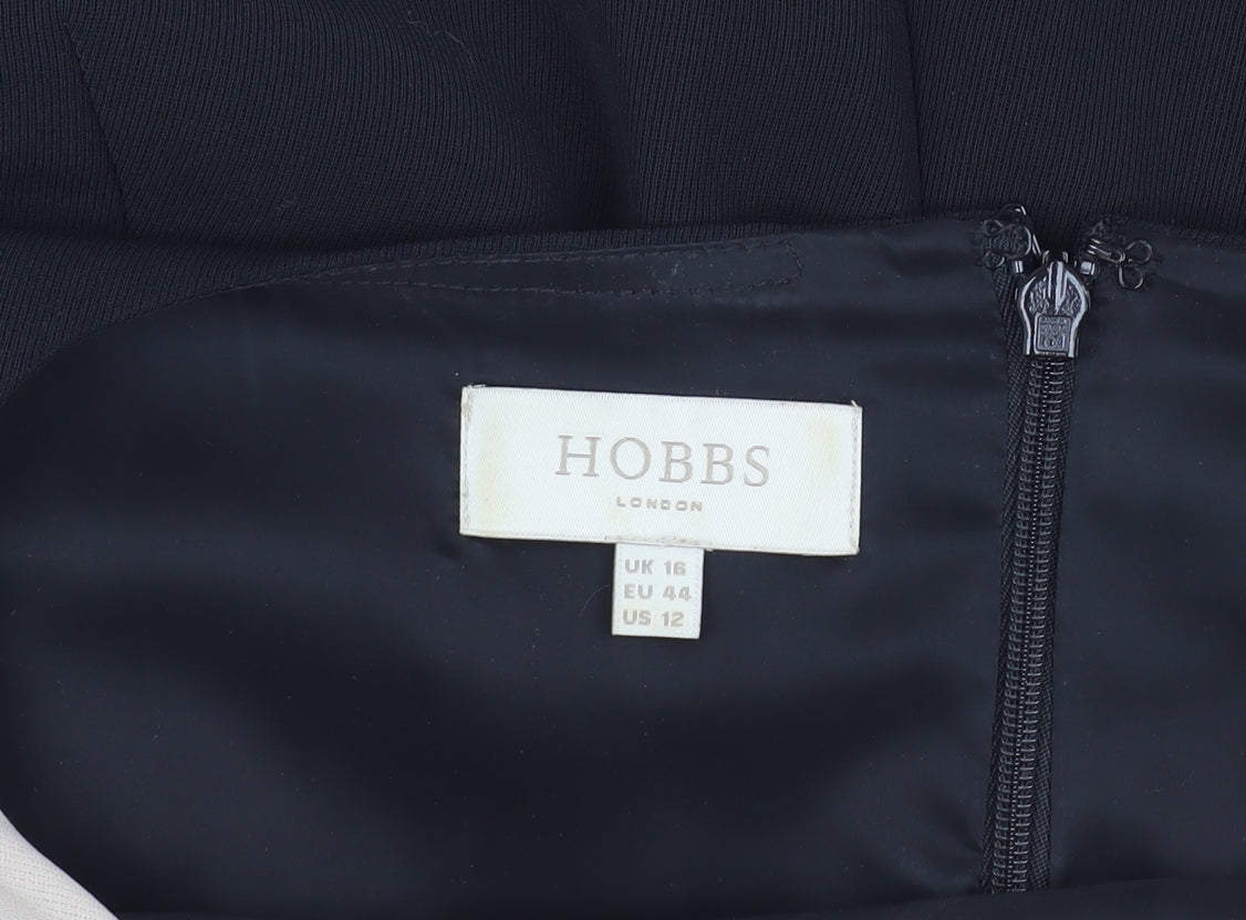 Hobbs Women's Black Beige Sheath Dress Size 16