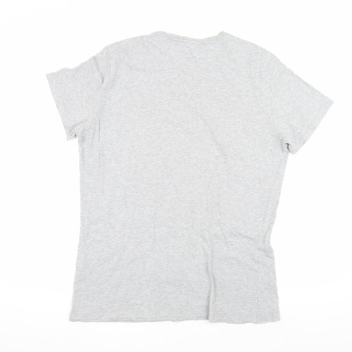 Diesel Men's Grey V-Neck Graphic Print T-Shirt XL