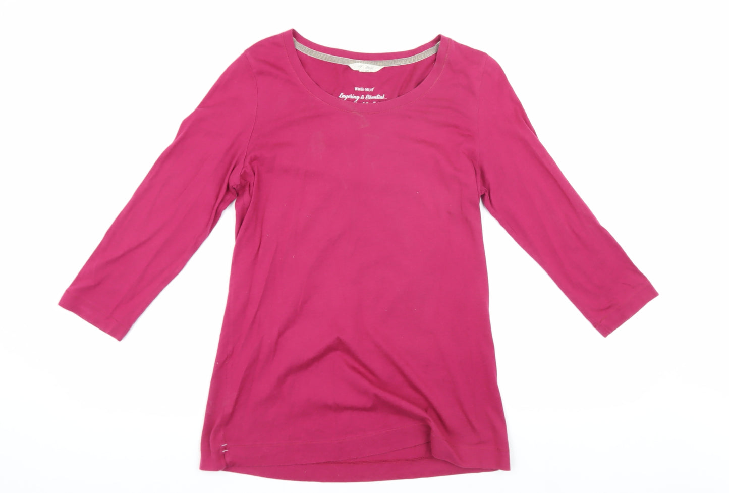 White Stuff Women's 3/4 Sleeve Pink T-Shirt Size 12