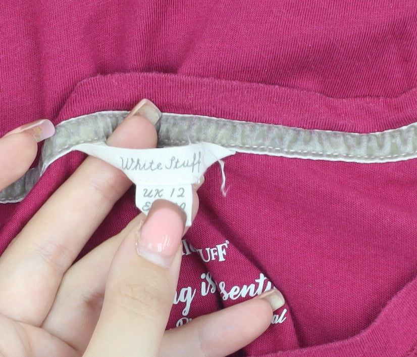 White Stuff Women's 3/4 Sleeve Pink T-Shirt Size 12