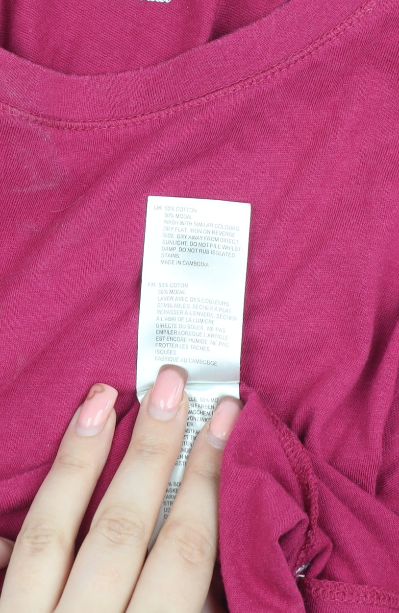 White Stuff Women's 3/4 Sleeve Pink T-Shirt Size 12