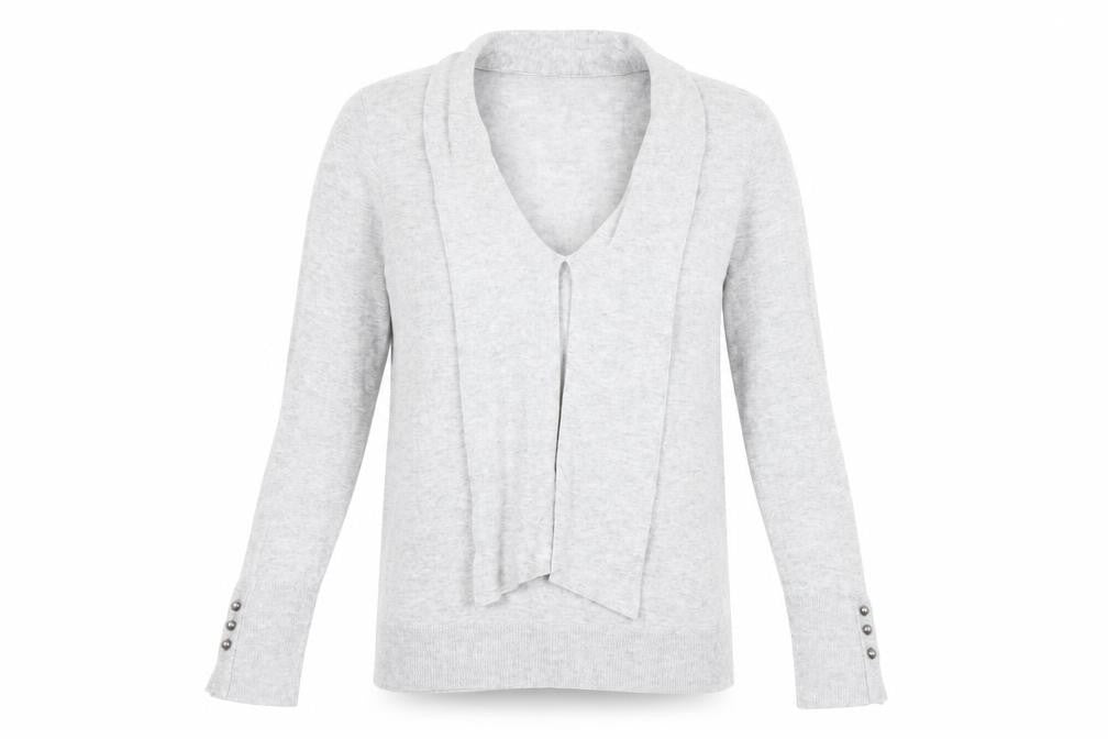 Front view of Laura Ashley Women's Grey Cardigan, size 8