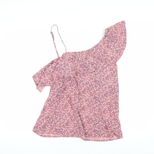 Hollister Women's Pink Floral Off-Shoulder Blouse, M