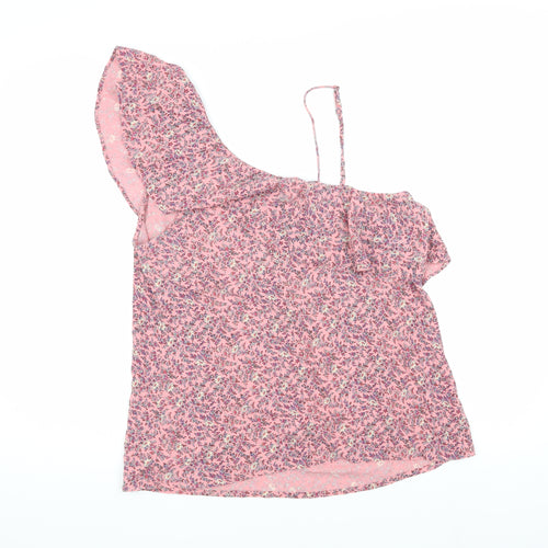 Hollister Women's Pink Floral Off-Shoulder Blouse, M