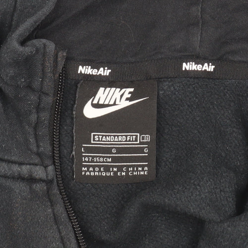 Nike Boys Black Hooded Basic Jacket Size L - Perfect for Autumn