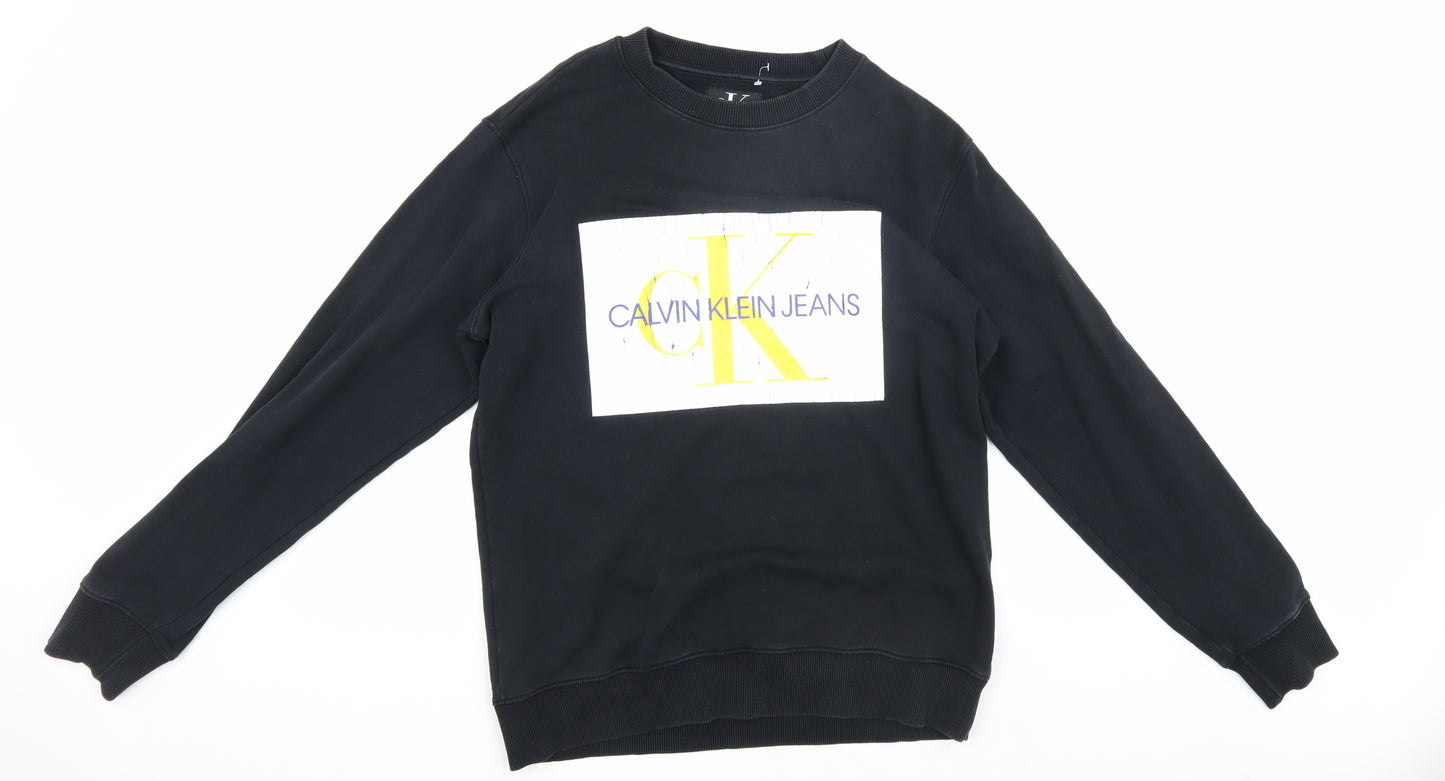 Calvin Klein Jeans Men's Black Medium Logo Sweatshirt