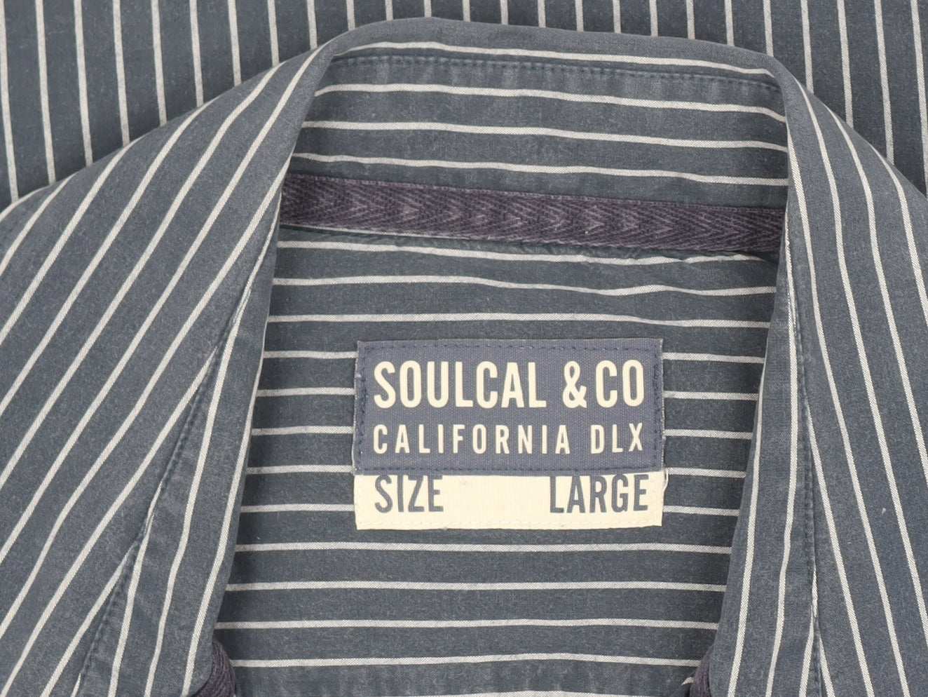 SoulCal & Co Men's Blue Striped Long Sleeve Shirt L