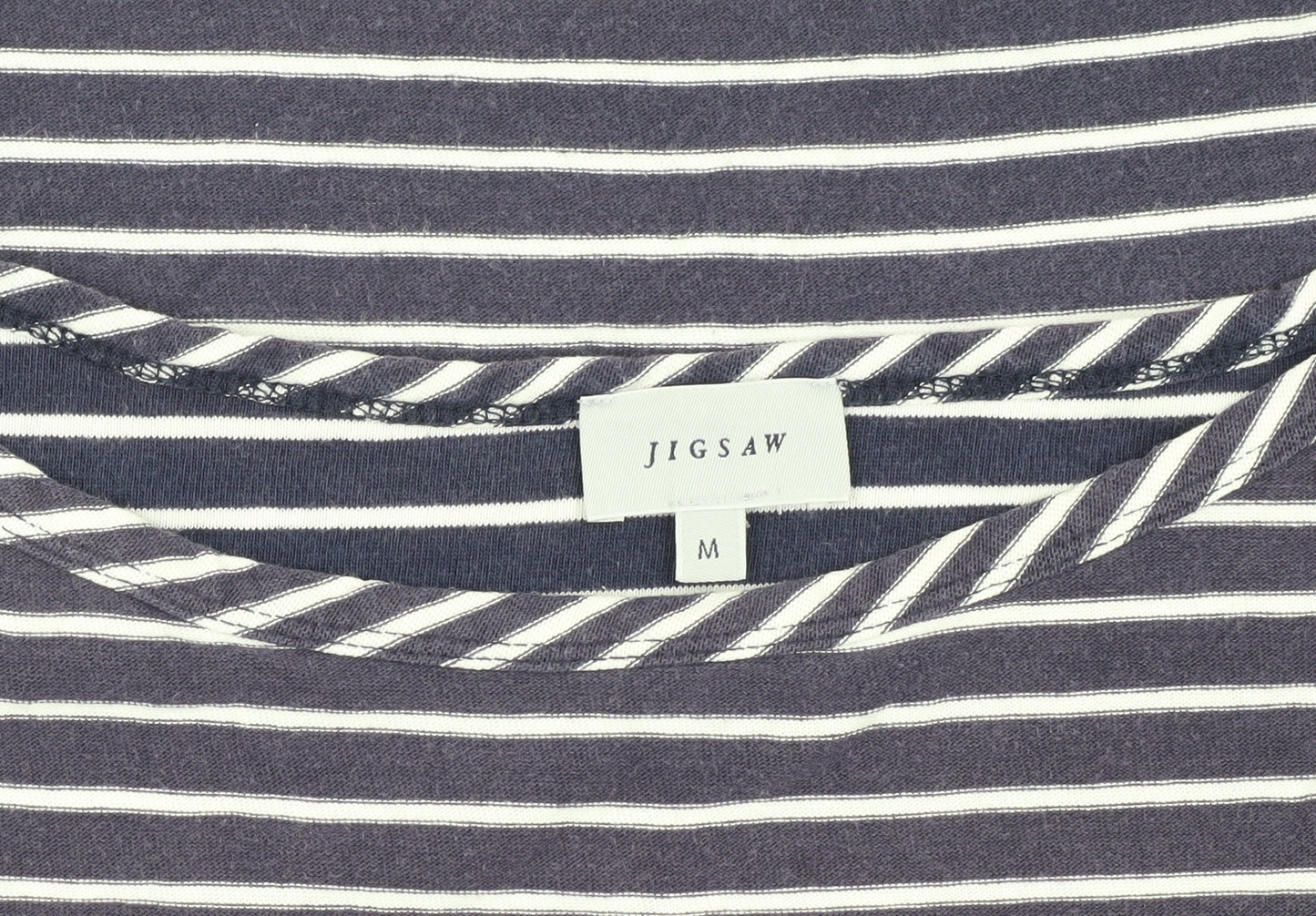 Jigsaw Women's Blue Striped T-Shirt Medium