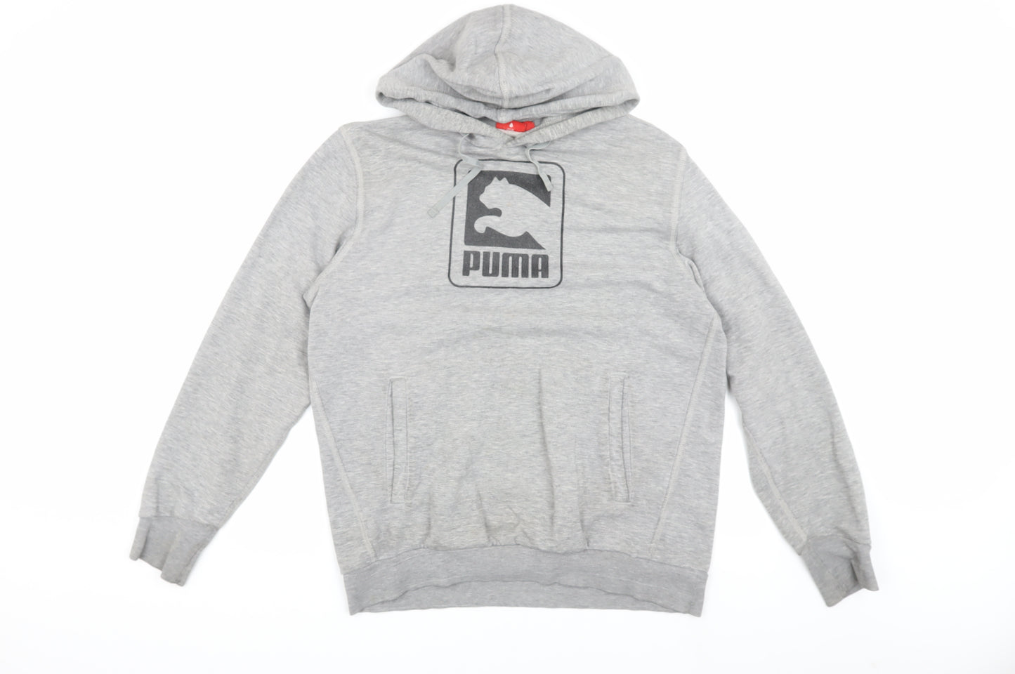 Puma Men's Grey S Pullover Hoodie, Logo, Sports, Hooded, Pockets