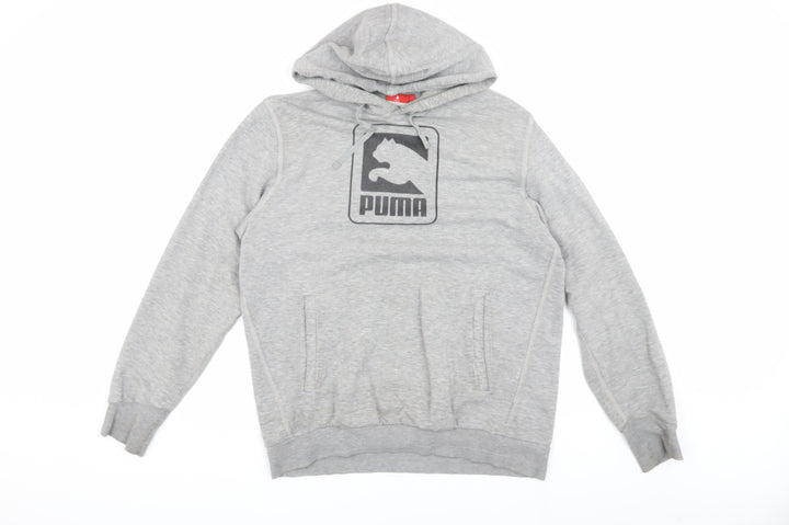 Puma Men's Grey S Pullover Hoodie, Logo, Sports, Hooded, Pockets