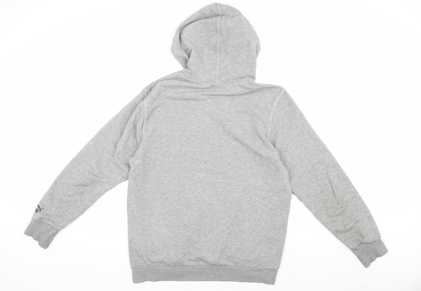 Puma Men's Grey S Pullover Hoodie, Logo, Sports, Hooded, Pockets